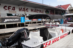 The Sea Hag Marina has a rental fleet of 21 24-foot Carolina Skiffs.