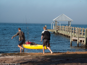 There's a beach at the Shired Island Park campground, as well as a short fishing pier.