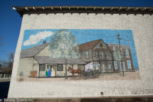 This mural in downtown Trenton, FL depicts the town's history...