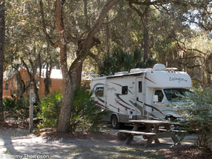 Shaded RV sites include full hookups