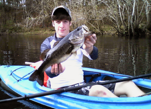 The lazy Santa Fe River is a perfect place to bass fish from a kayak!