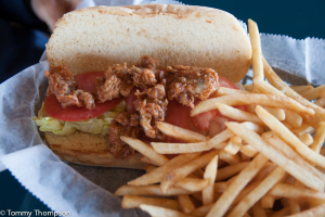 Try one of the daily specials, like this Fried Oyster PoBoy sandwich on your next trip to Who-Dat...