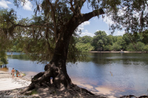 The boat ramp at Gornto Spring, on the Suwannee River, is convenient to Rock Bluff.