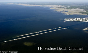 Horseshoe Beach jetties and channel--from the air