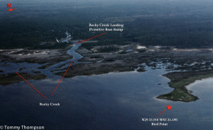 An aerial view of Rocky Creek, on Florida's Dixie County coastline.