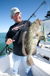 This hefty gag grouper attacked a lipped plug in 14-feet of water, near the Barge Canal