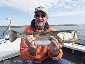 Wintertime seatrout come in all sizes on Florida's Big Bend.  Here's a whopper caught on a Paul Brow Devil Lure