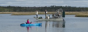 All sorts of anglers and all sorts of boats appear in Dallus Creek during the seatrout run.