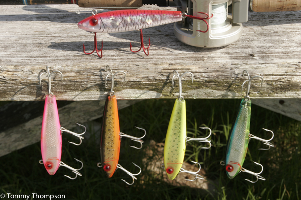MirrOlure TTR and 52M lures are popular for seatrout fishing in our deeper creeks.