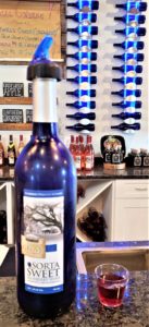 Photo of a bottle of "Sorta Sweet" Blueberry wine