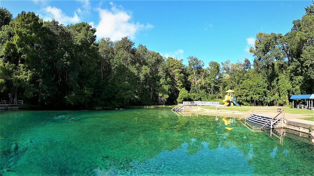 Large clear blue spring pool 