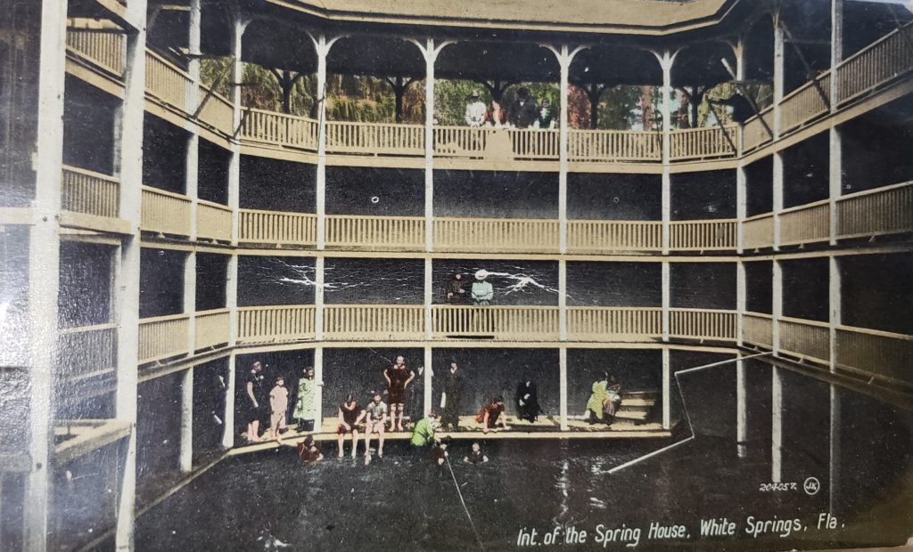 Antique postcard showing the interior of the spring