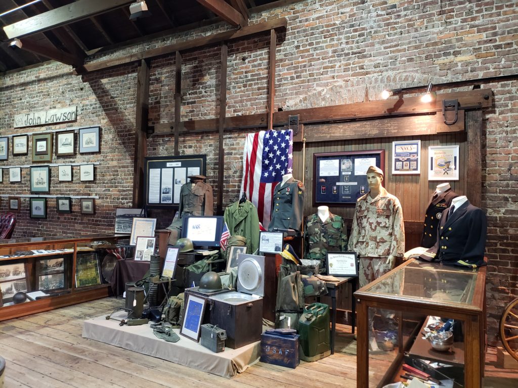 display of military memorabilia in museum
