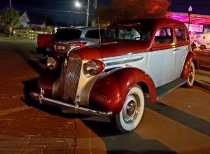 classic car - burgundy and gray